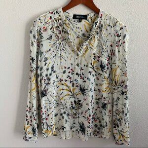Alice Blue Stitch Fix Brand Floral Long Sleeve Top Tab Sleeve Option S